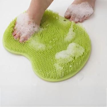 Imagem de Almofada de banho esfoliante para as costas, tapete esfoliante para pés e costas, tapete massageador de pés livres com ventosas antiderrapantes