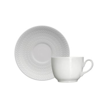 Imagem de Xícara de Café com Pires Chevron Branca