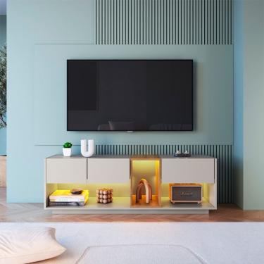 Imagem de Rack para TV até 55 Polegadas Violet com LED 3 Gavetas Arenas e Mel