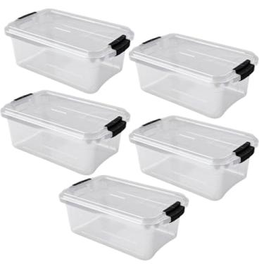 Imagem de Kit Caixa Organizadora 3L Transparente com Tampa e Travas – Conjunto com 3, 5 ou 10 Unidades, Empilhável Multiuso para Organização e Armazenamento Doméstico(Kit 5)