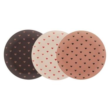Imagem de Conjunto 6 Pratos de Cerâmica Coração Coloridos - Wolff - Rosa, Cinza e Preto - Café, Doces e Petiscos