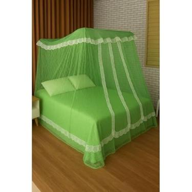 Imagem de Mosquiteiro Completo com Armação para Cama Casal/Box/Queen – Estrutura Metálica Reforçada, Renda Volta ao Mundo, Fácil Montagem e Alta Proteção Contra Mosquitos(verde,Casal)