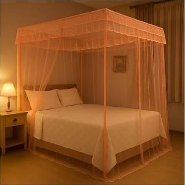 Imagem de Mosquiteiro Palácio Casal/Queen com Armação Completo – Proteção Anti-Mosquito, Elegante e Sofisticado(Salmão,Casal Box)