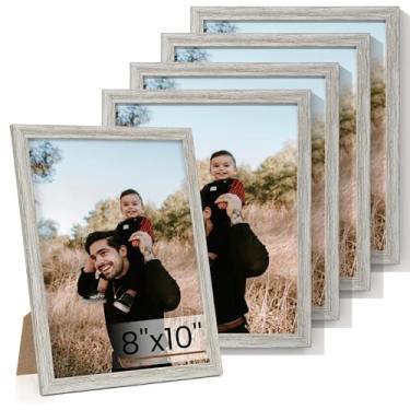 Imagem de Heimlove Conjunto de 5 porta-retratos 20,3 x 25,4 cm, porta-retratos cinza 20,3 x 25,4 cm, suporte de parede para galeria de parede ou mesa para documento de certificado