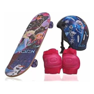 Imagem de Skate Infantil Frozen + Capacete + Joalheira - brinquedo
