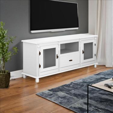 Imagem de Rack Parat Tv Com 2 Portas Gaveta E Nicho Pés Torneados - Branco Laca