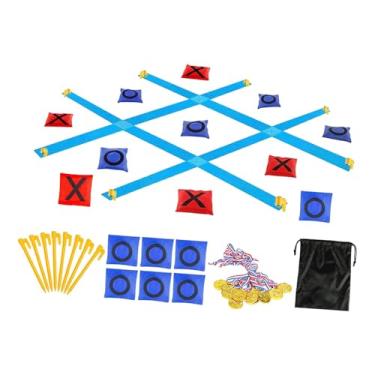 Imagem de KiBcsLic Jogo da Velha para Jardim, Quintal, Gramado, 120x120cm (47,24x47,24 polegadas), Jogo de Arremesso de Sacos de Areia, Brinquedo para Encontros e, Jogo Da Velha Azul
