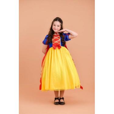 Imagem de Vestido Infantil Princesa Branca de Neve Longo com Capa e Acessórios O