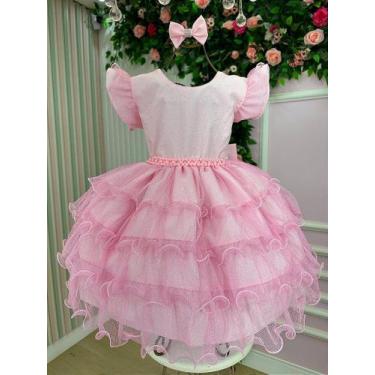 Imagem de Vestido Ysa Kids Belinda Rosa Bebê - Tecido 100% Poliéster com Laço, P