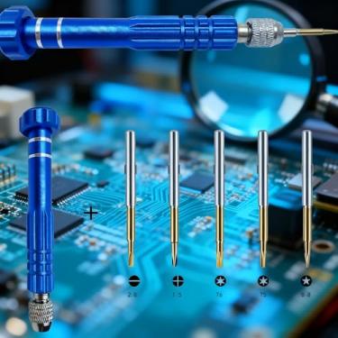 Imagem de Kit de chave de fenda magnética 5 em 1, ferramenta de precisão de aço S2 para óculos, eletrônicos, celulares, relógios, joias e conserto de pequenos dispositivos