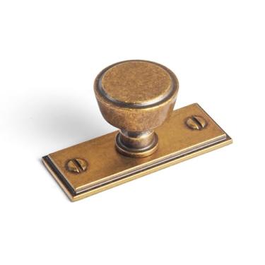 Imagem de Goo-Ki Puxadores de armário de bronze champanhe com placa traseira ferragens de cozinha de liga de zinco - Pacote com 6 alças de barra de orifício único Gaveta espaçadora com espaçador