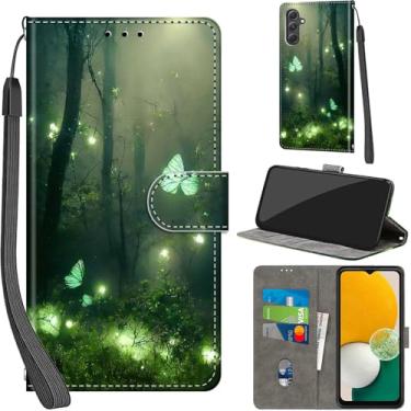 Imagem de Salanheo Capa carteira para Samsung Galaxy A54 5G, com [3 compartimentos para cartões], fecho magnético com suporte, capa protetora flip de couro PU à prova de choque 16.3 cm, borboleta