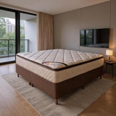 Imagem de Colchão King Fiori Molas Ensacadas + Base 193x203x55 - Bom Pastor