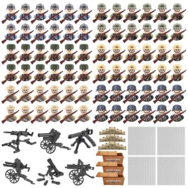 Imagem de Bonecos de brinquedo CEREECOO Mini WW2 Army Men com armas 72 unidades