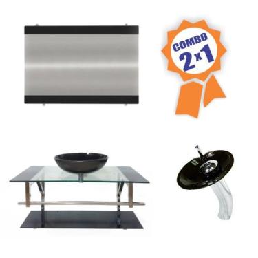 Imagem de Combo 2 em 1 - Gabinete 90cm Itália + Torneira Ibiza - EKASA, Preto