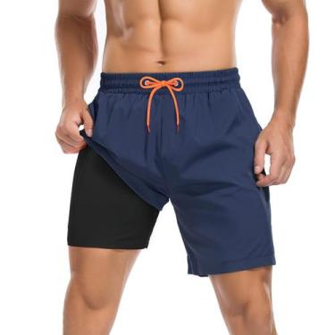Imagem de Calções de banho American Trends Quick Dry Shorts para homens azul mar