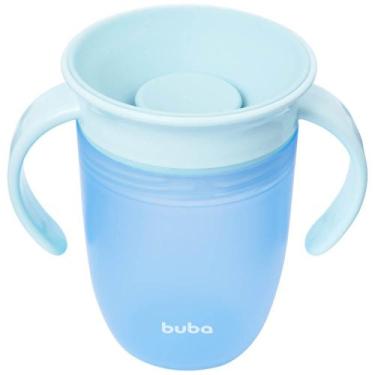 Imagem de Copo Infantil Treinamento 360º Alça Antivazamento Buba, Azul