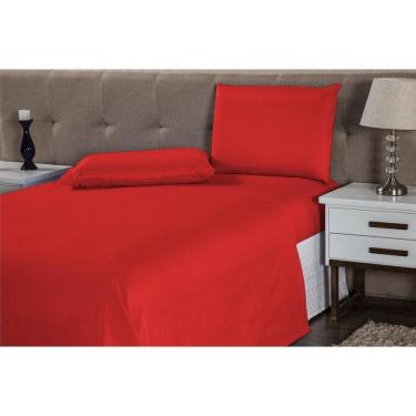 Imagem de Jogo De Lençol Casal Linha Charme Cama Box 4 Peças Vermelho