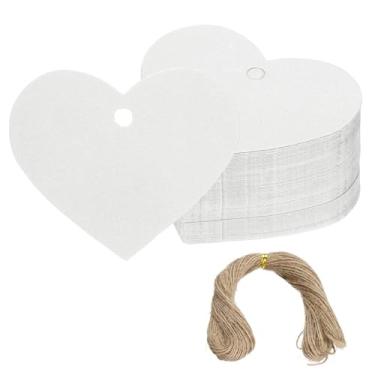 Imagem de PATIKIL Etiquetas de presente com cordão, 100 peças de etiquetas de papel em branco em forma de coração etiquetas para embrulho de presente com barbante de juta para lembrancinhas de festa de