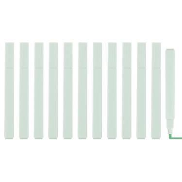 Imagem de PATIKIL Marcador estético, pacote com 12 canetas marcadoras de ponta larga à base de água, quadradas, coloridas, materiais de estudo para escritório, diário, uso doméstico, verde gelo