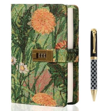 Imagem de TIEFOSSI Embroidered Diary with Lock, Lined Lock journal for Women Men, Aesthetic Journal with Pen, Hardcover Journal for Journaling Writing Planning, 100 GSM Thick Paper, 224 Numbered Pages