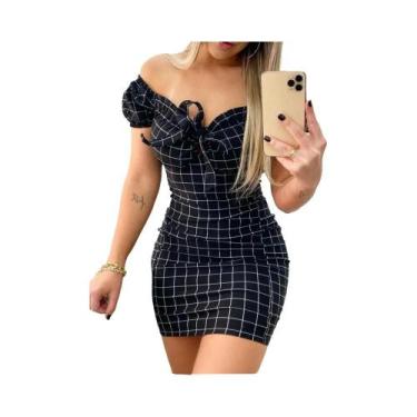 Imagem de Saia Curta Sexy com Detalhes em Grade - Estilo Verão, BR-G, Preto