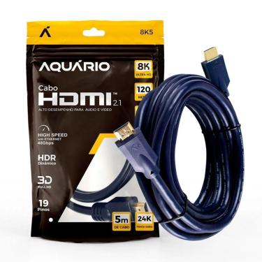 Imagem de Cabo Hdmi Aquario 2.1 8K 3D 19 Pinos 5 Metros - 8K5