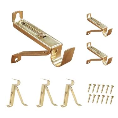 Imagem de Kowibcl 6 peças de suporte de varão de cortina ajustável para haste de 9/40.6 cm de diâmetro, suporte de varão drapeado para parede, suportes de varão de cortina, dourado