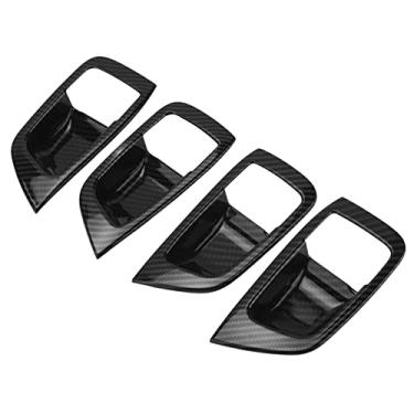 Imagem de aqxreight 4 Unidades Tampa Tigela Maçaneta Porta Interna do Carro Guarnição Estilo Fibra de Carbono Substituição para Pajero Sport 2019-2021 Brilho Adicionando Processamento e Sentido Tampa