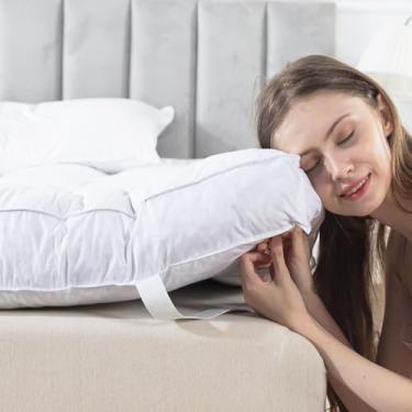 Imagem de WhatsBedding Topper de colchão de plumas, protetor de colchão de espuma viscoelástica, forro alternativo espesso, branco, solteiro