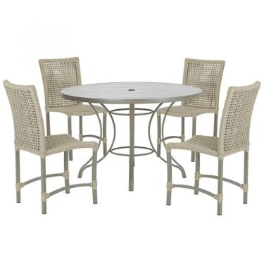 Imagem de Mesa Ascoli 4 Cadeiras Cannes De Alumínio Fendi Trama Rami