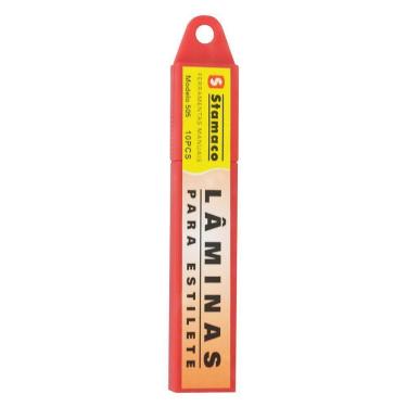 Imagem de Lâminas Para Estilete Modelo 505 Com 10 Peças - 8040 - Stamaco Lamina P-estilete Ref.505 C-10 Stamaco 804.0