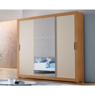 Imagem de Guarda Roupas 3 Portas De Correr Veneza Luxo E 4 Gavetas C- Pés Naturale-off White - Rufato