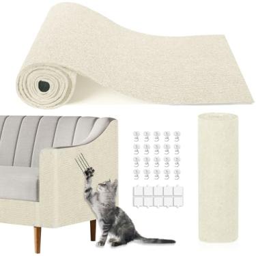 Imagem de Tapete para arranhar gatos, 301 cm x 40 cm, tapete autoadesivo para arranhões, protetor de sofá de garra de gatos, protetores de canto de móveis para gatos, proteção de móveis internos para cadeira