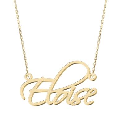 Imagem de UMAGICBOX Colar com nome personalizado - Escolha entre 14 estilos de fonte - Pingente banhado a ouro 18K personalizável - presentes ideais para aniversários, dia das mães e Natal - mulheres, meninas,