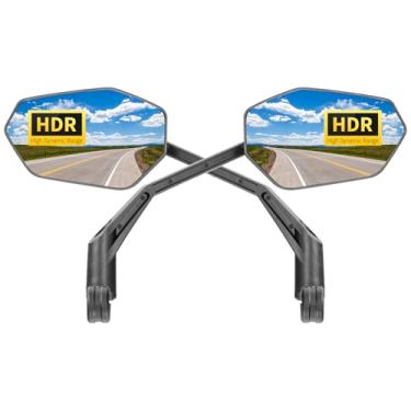 Imagem de JJZOUEN Suporte de guidão para espelho de bicicleta 2025, espelhos retrovisores rotativos de bicicleta, vidro HD convexo resistente a arranhões, espelho retrovisor de bicicleta seguro para MTB, E-bike