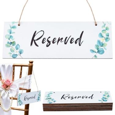 Imagem de NICENEEDED 10 placas reservadas para cadeiras de casamento, placas de assento de madeira penduradas com corda rústica sinalização decorativa de casamento