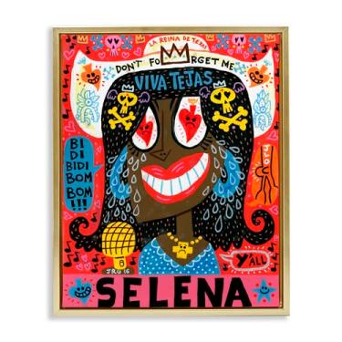 Imagem de Stupell Industries Arte de parede em tela flutuante emoldurada dourada Selena Don't Forget Me, design de Jorge R. Gutierrez, 78 x 63 cm