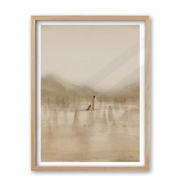 Imagem de iHery Arte de parede emoldurada de madeira de carvalho natural mulher toca Jesus, grande 40,6 x 50,8 cm Jesus Healing Christian Bible Verse Canvas Art, Esboço moderno escritura quarto sala de estar