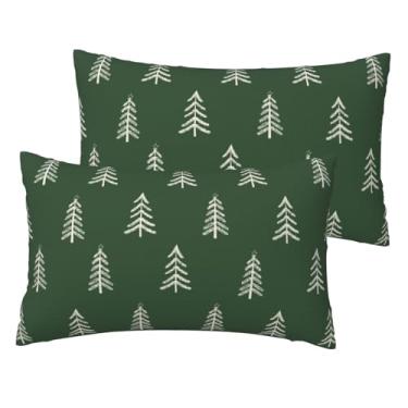 Imagem de VIREOTHIA Conjunto de 2 capas de almofada para árvore de Natal, 30,5 x 50,8 cm, capas de almofada decorativas de pinheiro, retangulares de inverno, capas de almofada para decoração de sofá-cama