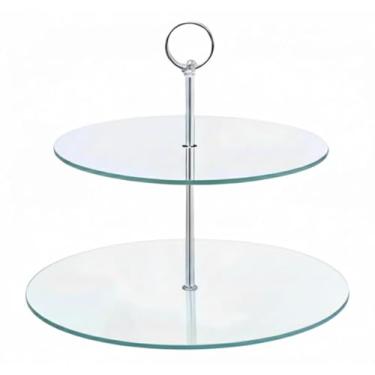 Imagem de Porta Doces de Vidro com 2 Andares – Suporte Elegante para Festas, Mesa Posta e Decoração
