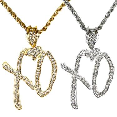 Imagem de BTREEFLO Colar Hip Hop XO unissex com pingente de letra XO para mulheres e homens, moda, rock, rapper, joias, ouro, prata