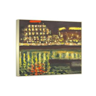 Imagem de Famosa imagem de paisagem de arte de parede - impressões em tela - Noite - Quadro prateado para sala de estar banheiro decoração de casa 30 x 35 cm 12 x 13 pol