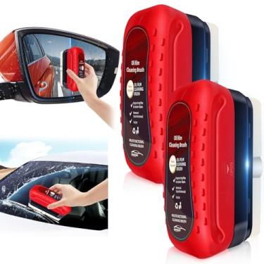 Imagem de Escova de limpeza de filme de óleo automotivo com pulverizador de espuma reutilizável, placa de limpeza de vidro antiembaçamento atualizada, removedor de filme de óleo de vidro para janelas e