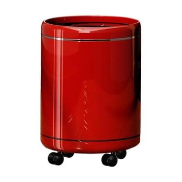 Imagem de FytStycale Lixeira redonda estilo vintage multifuncional decorativa para quarto, escritório, cozinha e ambientes internos, Rodas Vermelhas