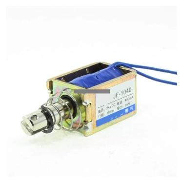 Imagem de Eletroímã solenoide de estrutura aberta tipo push pull DC 24V 400mA 10 mm 25N 2.5 kg JF-1040B