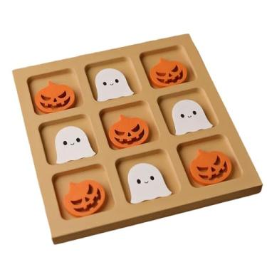 Imagem de Jogos de tabuleiro para a família | Xadrez XO de Estratégia de Madeira - Jogo de Tabuleiro de Estratégia de Halloween para Crianças Adultos Noite Casa Escola Praia Camping Avião Carro Encontro Jantar