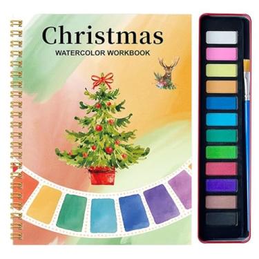 Imagem de Livro de exercícios em aquarela, livros de pintura em aquarela com 12 cores | Kit de materiais de desenho para colorir iniciantes adolescentes aprendizagem em casa viagem escola aula de arte