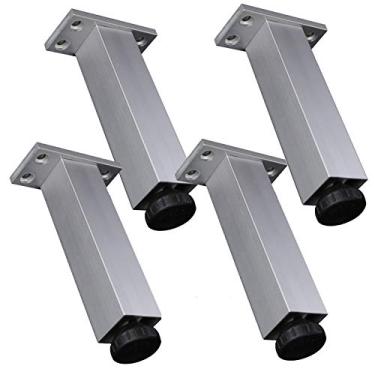 Imagem de SENNIAN Pernas de móveis de metal, pernas de mesa de liga de alumínio, pés de sofá, pernas de suporte de banheiro, pés de reforço de armário de TV, altura ajustável, para armários de TV/banquinhos (40