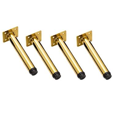 Imagem de ZJYWMM 4 pacotes de pés de mesa de cabeceira pernas de móveis ajustáveis pés de móveis pernas de armário de TV pés de armário pernas de armário pernas de metal (10 cm/4 pol, ouro)